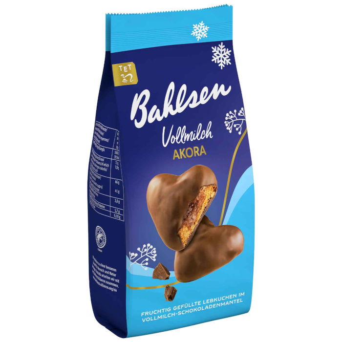 Bahlsen Akora coeurs en pain d'épice fourrés au lait entier Biscuits de Noël 150g