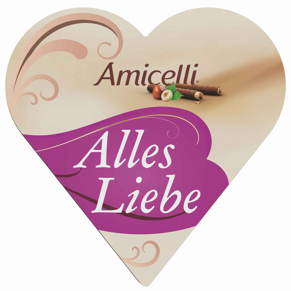 Amicelli Cœur avec petits rouleaux de gaufrettes fourrés 137g / 4.83oz