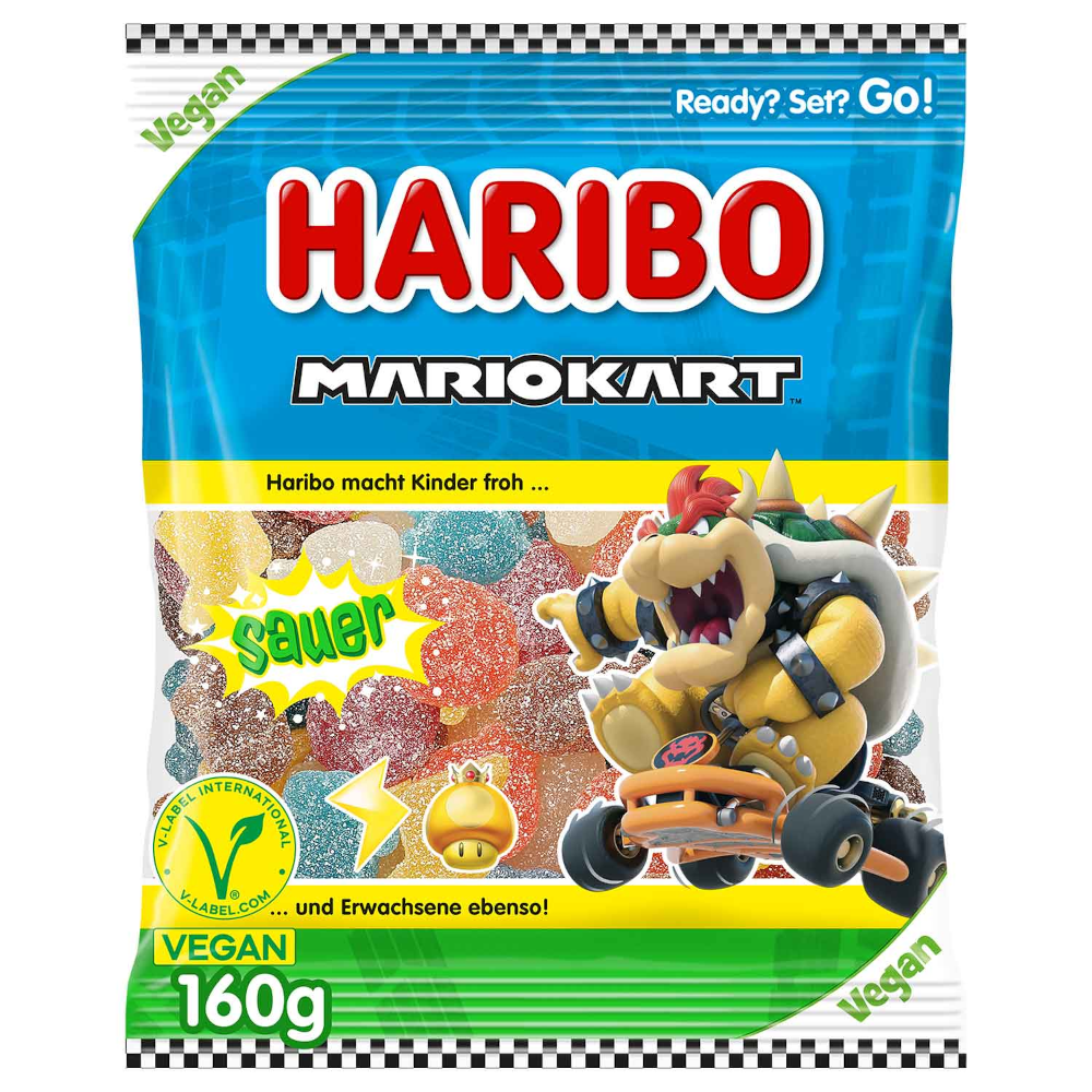 HARIBO Mario Kart Acide Vegan, Édition Limitée 160g / 5.64oz