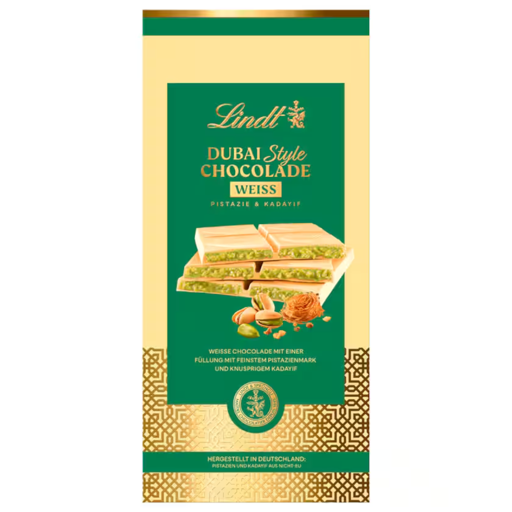 Tablette de chocolat blanc style Dubaï Lindt 150g / 5.29oz