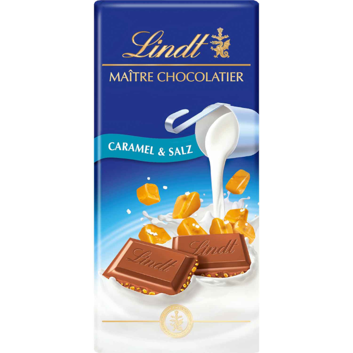Lindt Maître Chocolatier Caramel & Sel Chocolat au Lait Tablette 100g / 3.52oz