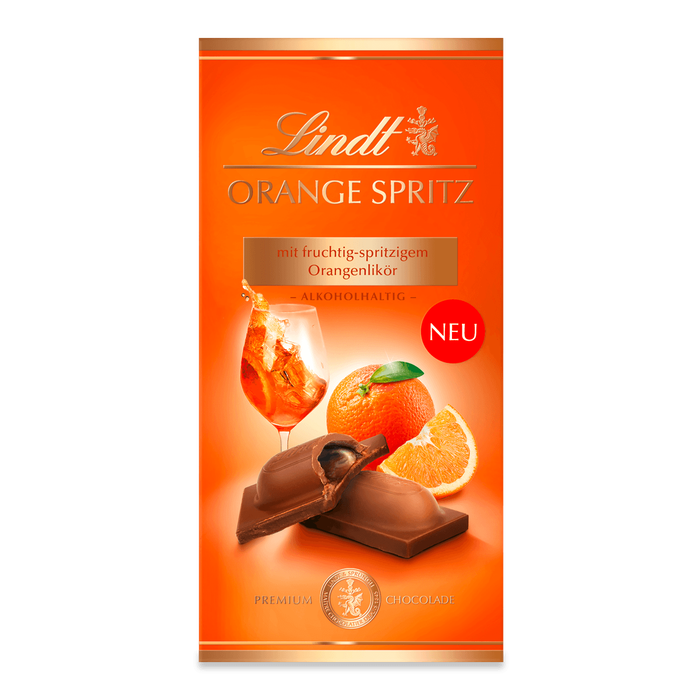 Lindt Orange Spritz Vollmilch Schokoladen Tafel 100g / 3.52oz