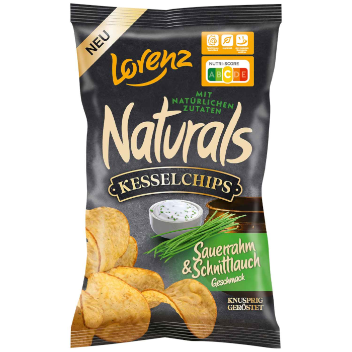 Lorenz Naturals batatas fritas de chaleira com natas azedas e cebolinho 95g / 3.35oz