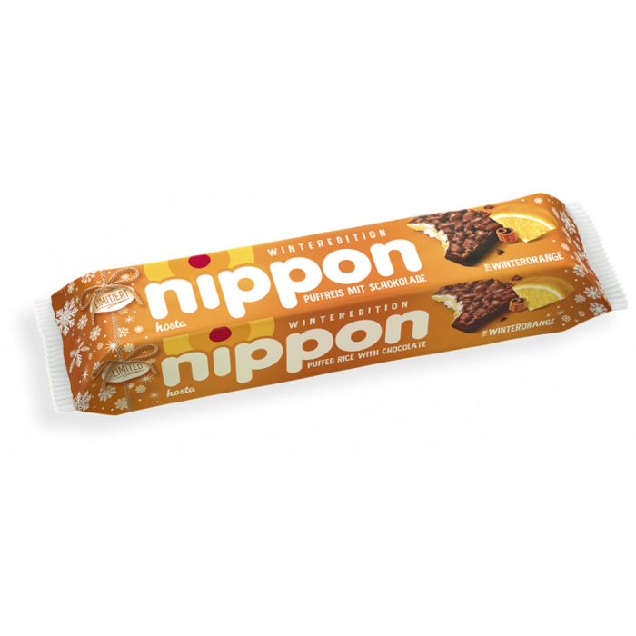 Nippon Puffreis Winterorange mit Milchschokolade 200g