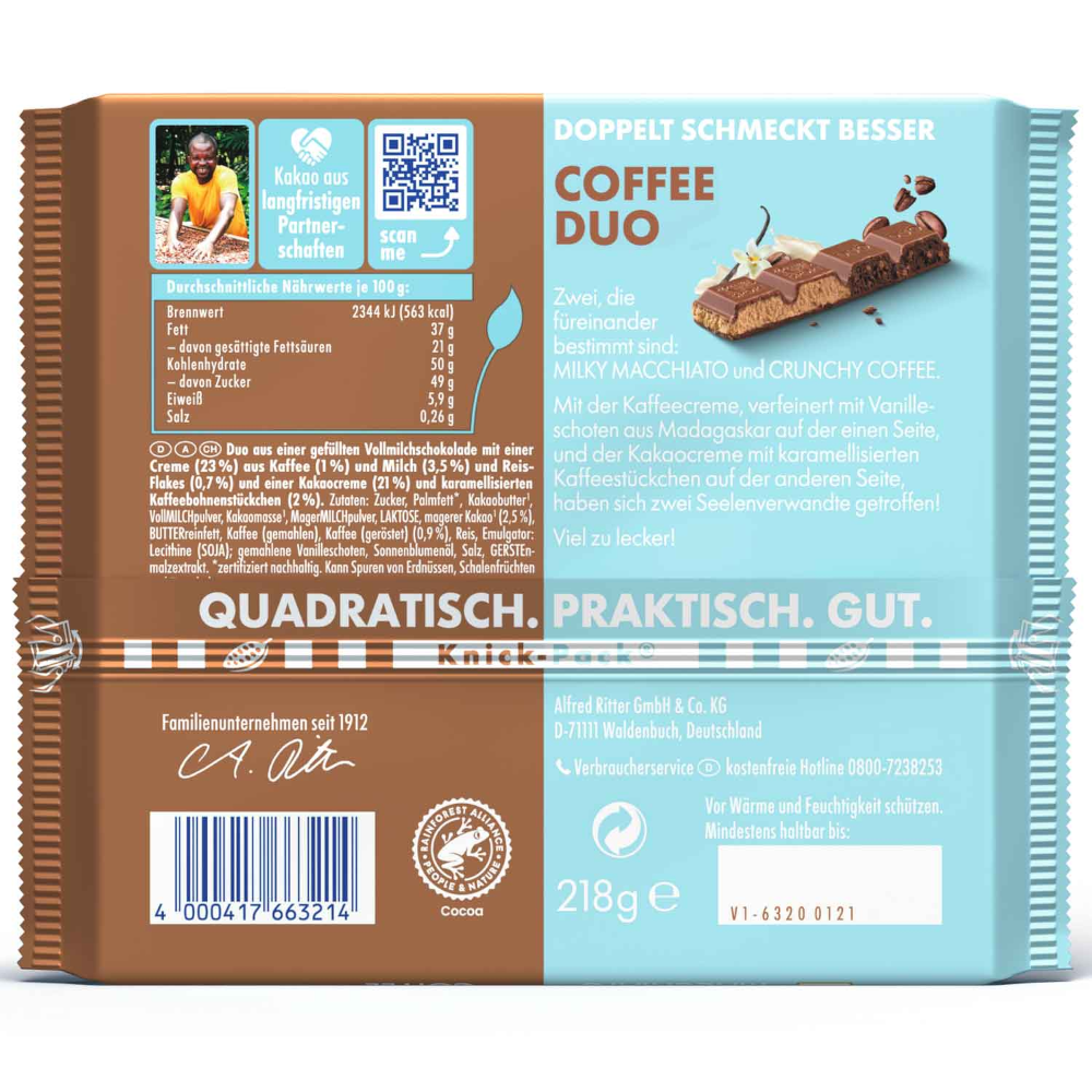 Ritter Sport Schokolade Coffee Duo 218g / 7.68oz