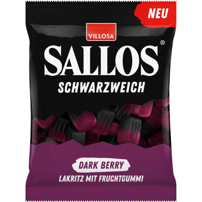 Sallos Schwarzweich réglisse noire aux baies foncées avec gomme aux fruits 200g / 7.05oz