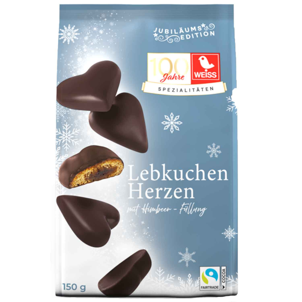 قلوب خبز الزنجبيل المحشوة بالوز الأبيض والتوت الأحمر الداكن 150g / 5.29oz