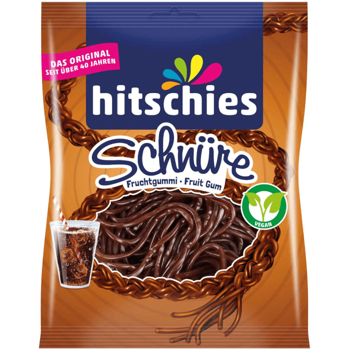 hitschies Fruchtgummi Schnüre Cola vegan 125g / 4.4 oz