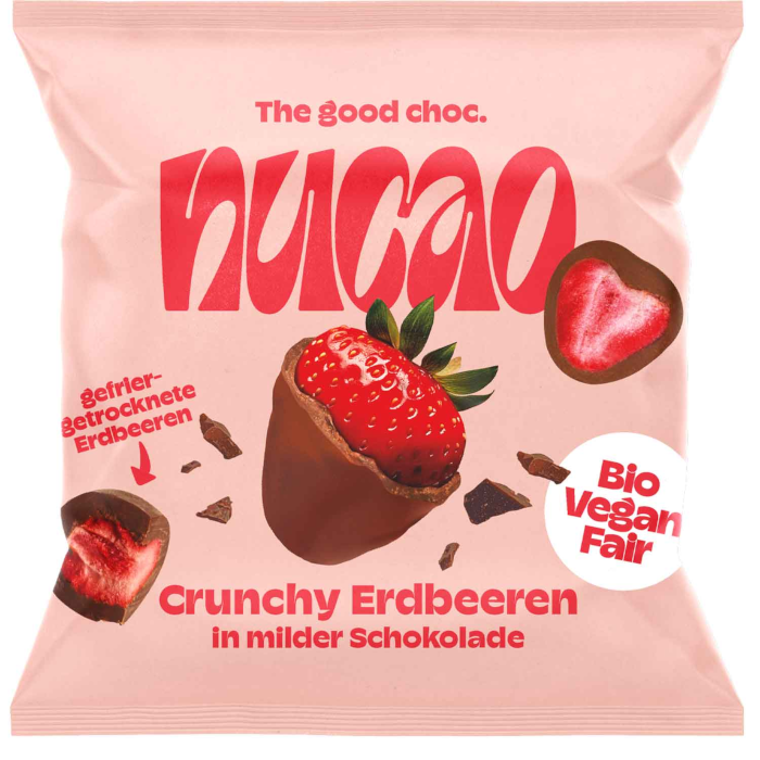 nucao Fruits chocolatés Croquant Fraises Bio, Végan 50g / 1.76oz