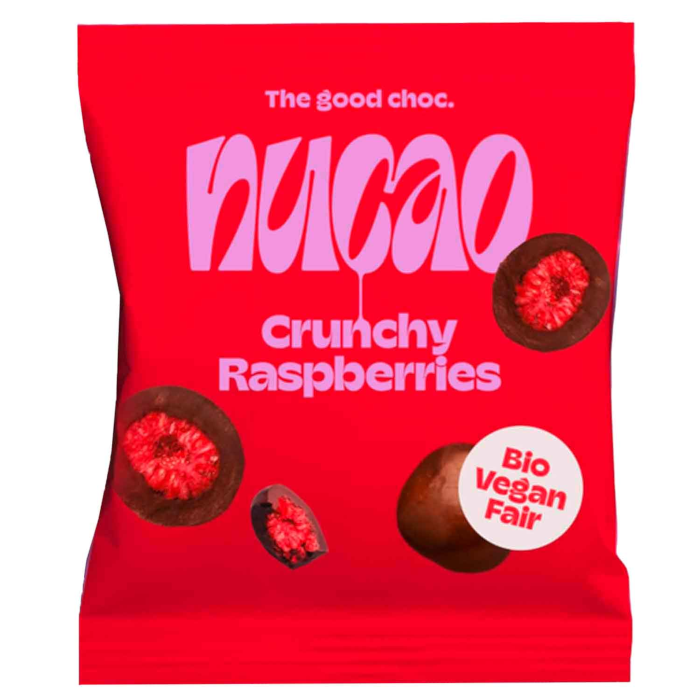 nucao Frutti di Cioccolato Crunchy Lamponi Bio, Vegano 50g / 1.76oz