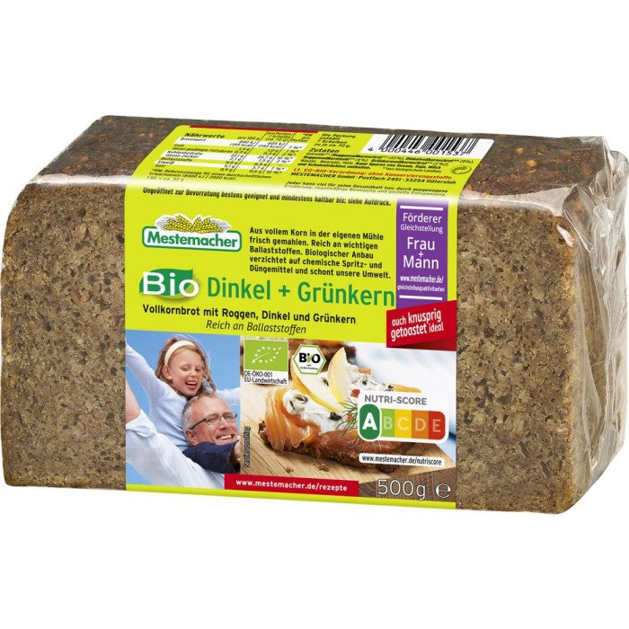 Mestemacher Bio Dinkel und Grünkern Brot in Scheiben 500g