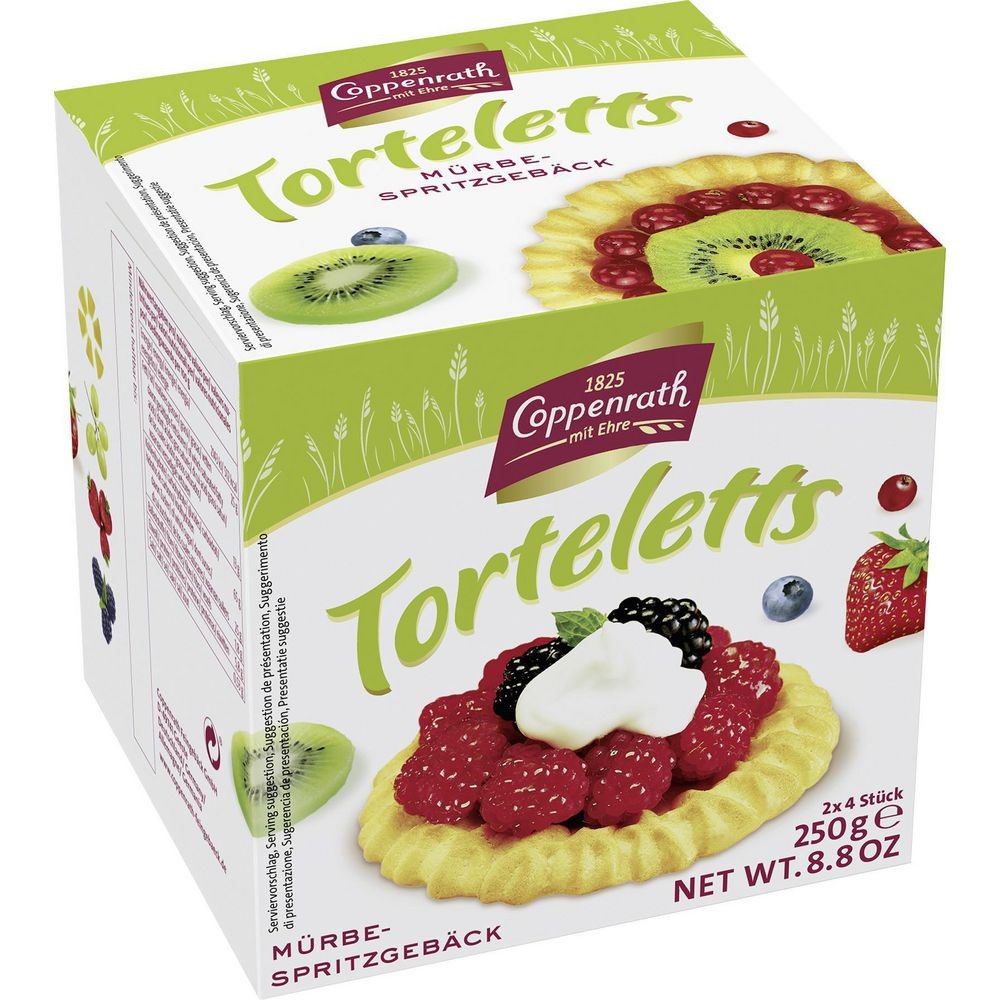 Coppenrath Mürbe-Spritzgebäck Torteletts Mini Tortenböden 8 Stück 250g / 8.8 oz