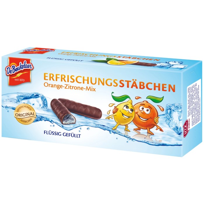 DeBeukelaer Erfrischungsstäbchen Orange-Zitrone-Mix 75g / 2.64oz