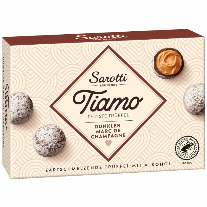 Sarotti Tiamo Feinste Trüffel Dunkler Marc de Champagne 125g / 4.4oz