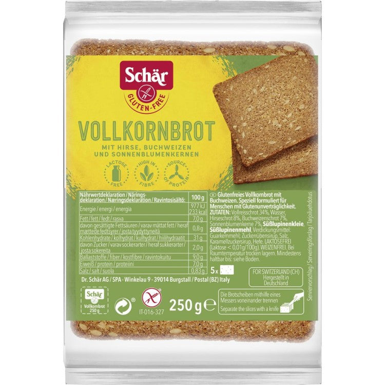 Schär Vollkornbrot in Scheiben Glutenfrei 250g / 8.81oz