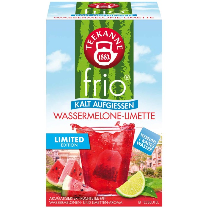 Teekanne frio Wassermelone-Limette Tee zum kalt aufgießen 18 Teebeutel