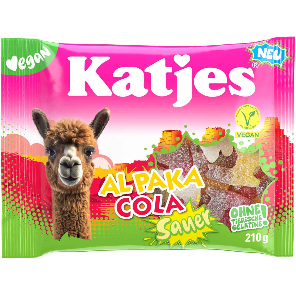 Katjes Al Paka Cola+Lemon+Cherry Sour Vegan Fruit Gum 210g