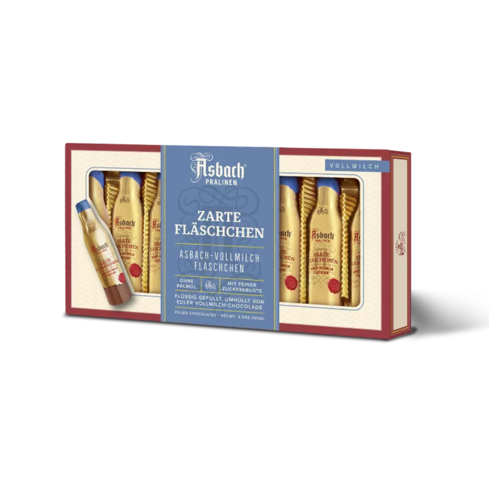 Asbach Pralinen Zarte Fläschchen Vollmilch mit Kruste 100g