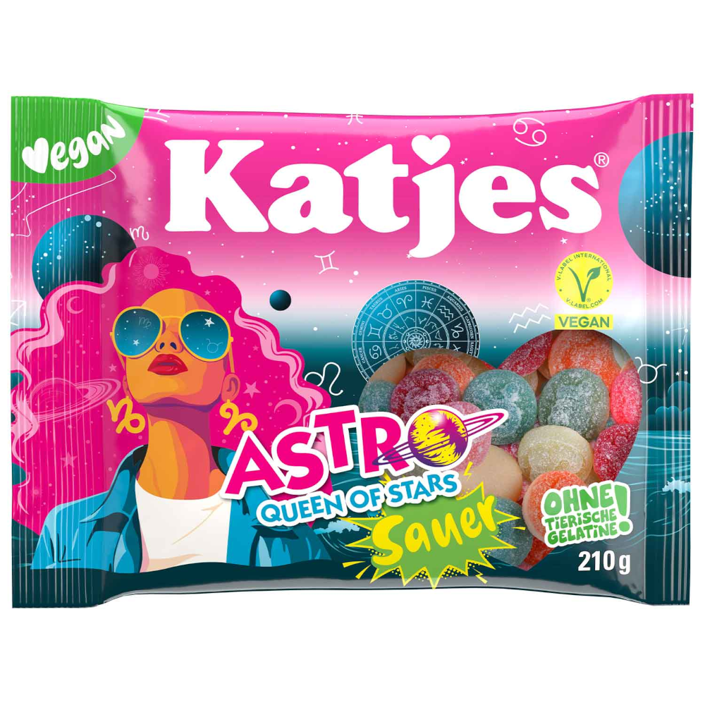 Katjes Astro Queen of Stars Sour, vegan fruit gum 175g