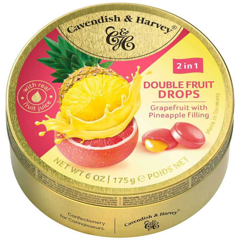 Cavendish & Harvey Double Fruit Drops Grapefruit with Pineapple Filling 175g / 6.17oz