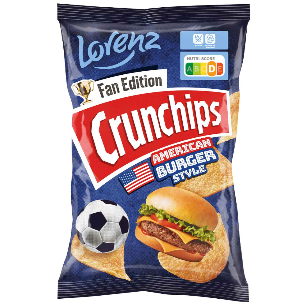 Lorenz Crunchips Fan Edition American Burger Style 130g / 4.58oz