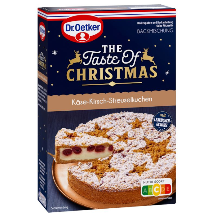 Dr. Oetker Le Goût de Noël Gâteau aux cerises et fromage blanc avec crumble Mélange à pâtisserie