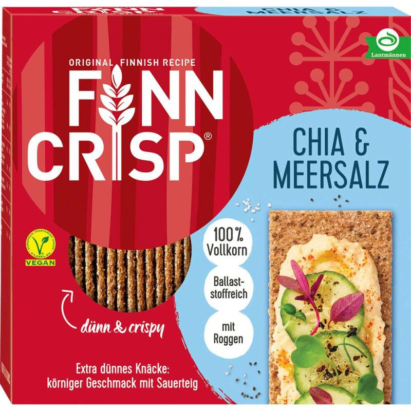 Finn Crisp Crispbread Chia & Sea Salt, vegan 195g / 6.88oz