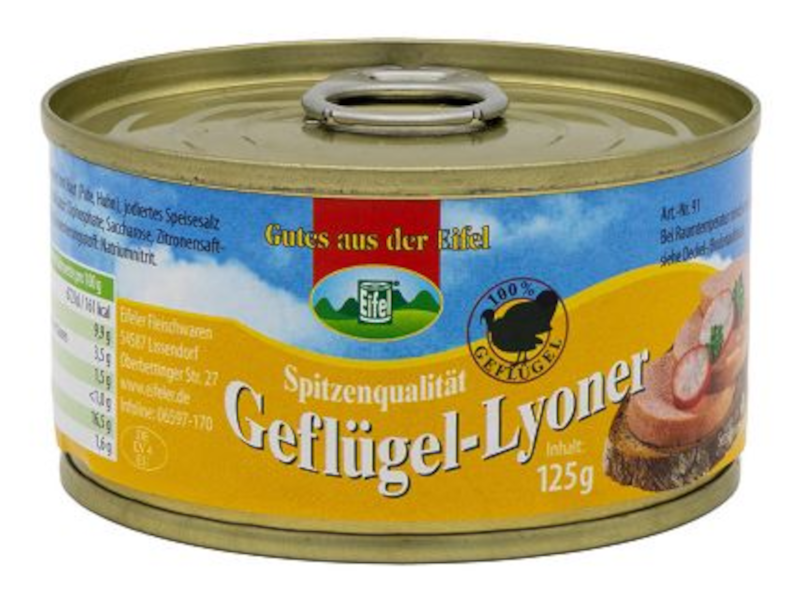 Gutes aus der Eifel Geflügel-Lyoner 125g / 4.41oz