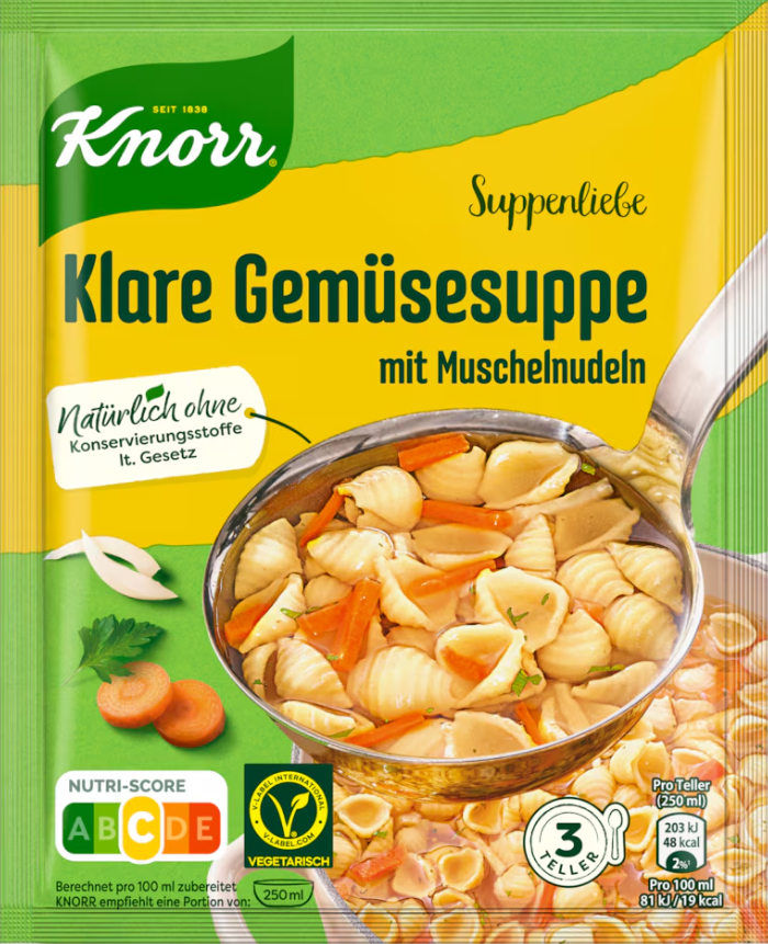 Knorr Suppenliebe Seasoning Mix for Clear Vegetable Soup with Shell Noodles 0.75 liters