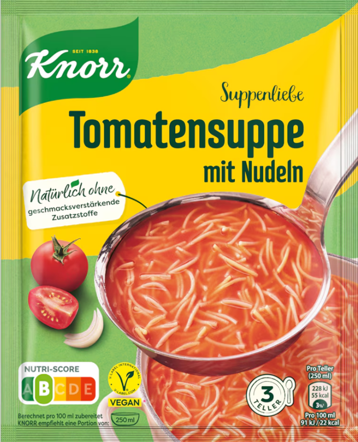 Knorr Suppenliebe Seasoning Mix for Tomato Soup with Noodles, Vegan 0.75 Liter