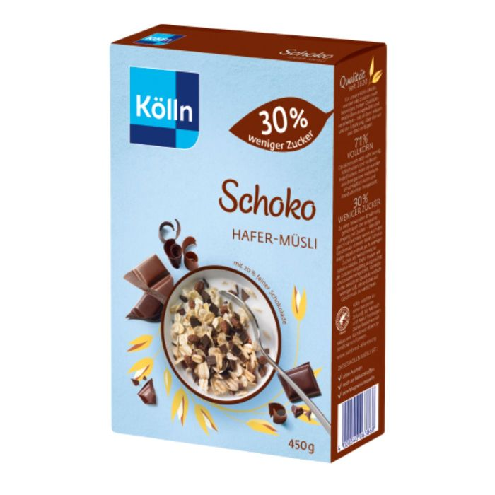 Kölln Chocolate Oat Muesli, 30% Less Sugar 450g / 15.87oz