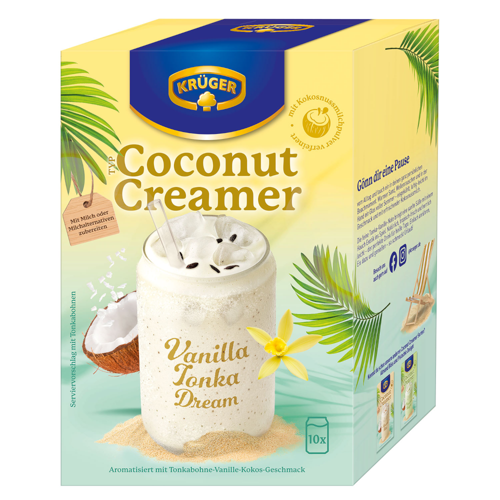 KRÜGER Coconut Creamer Vanilla Tonka Dream Drink Powder 10-pack