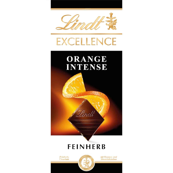 Tablette de chocolat Lindt Excellence Orange Intense Feinherb 100g / 3.52oz