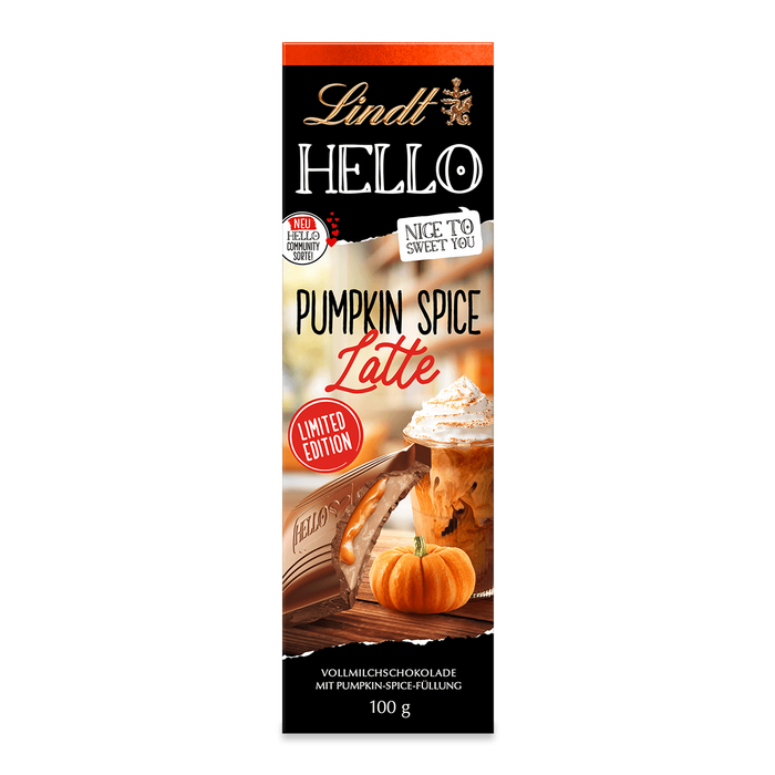 Lindt HELLO Pumpkin Spice Latte Vollmilch Schokolade 100g / 3.52oz