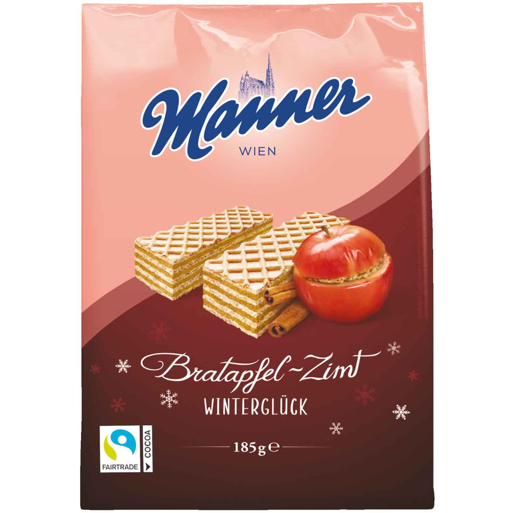 Obleas de manzana y canela horneadas Manner Winterglück 185 g / 6,52 oz