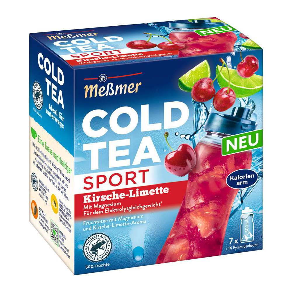Meßmer Cold Tea Sport Cereza-Lima 14 bolsitas de té piramidales
