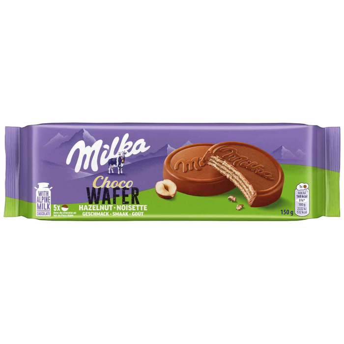 Milka Choco Wafer Hazelnut Waffelkeks mit Schokolade 150g