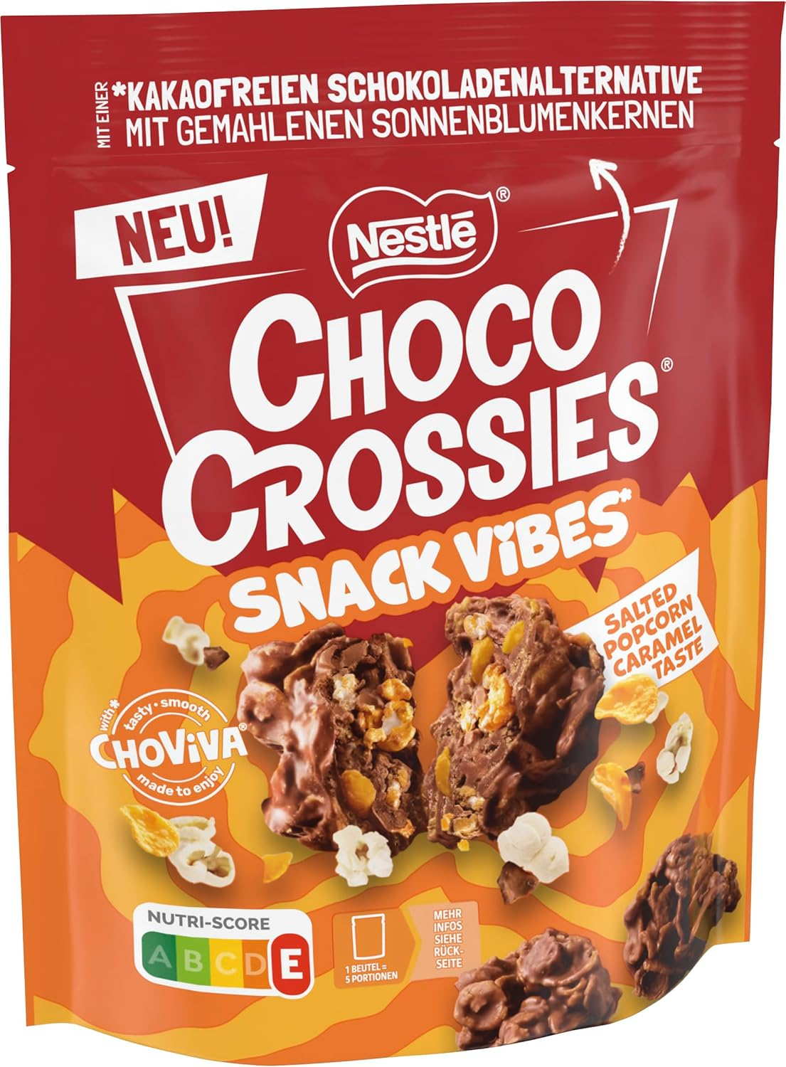 Nestlé Choco Crossies Snack Vibes Salted Popcorn Caramel Taste, ChoViva 100g / 3.52oz