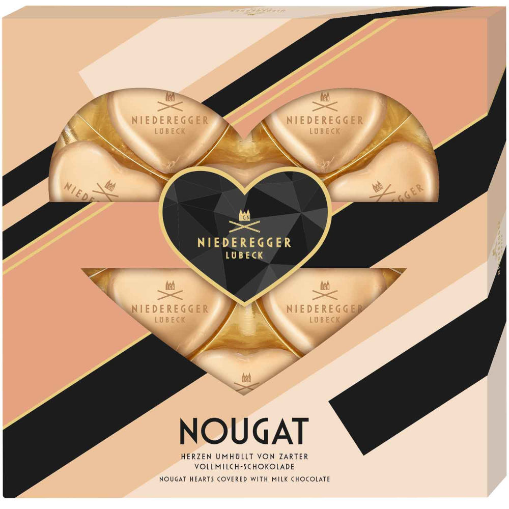 Niederegger nougat-hjerter i mælkechokolade 125g
