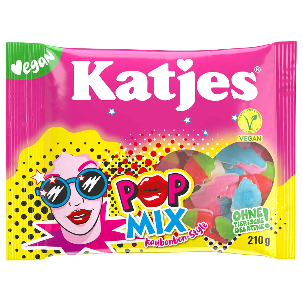 Katjes Pop Mix vegan chewy candies with fruit gum 210g