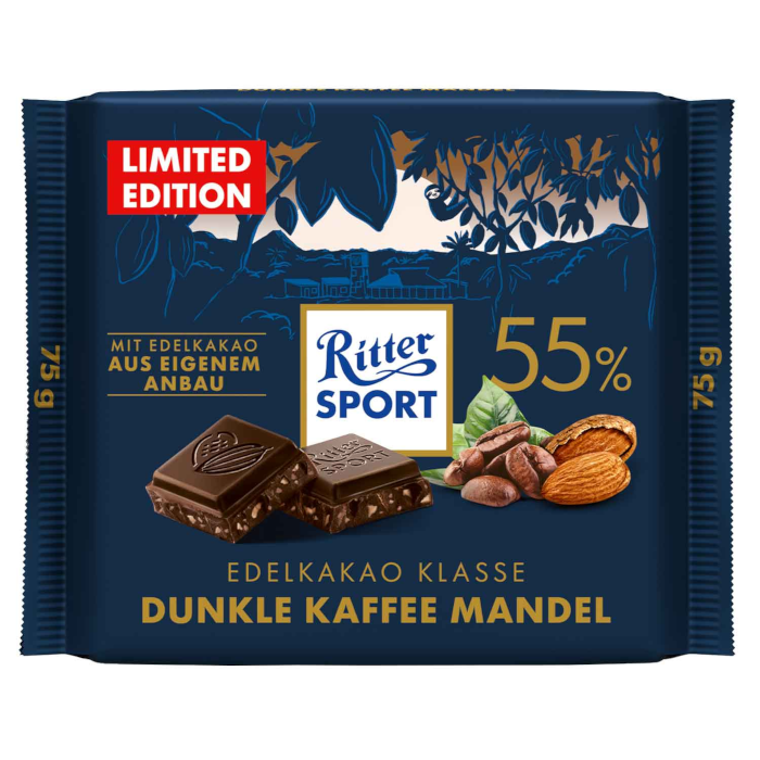 Ritter Sport Edelkakao Klasse Dunkle Kaffee Mandel 55% 75g / 2.65oz