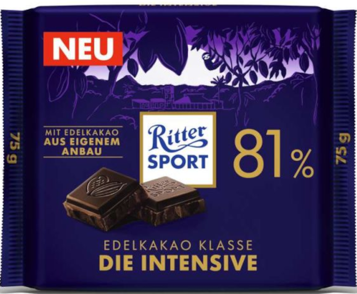 Ritter Sport Edelkakao Klasse Die Intensive Schokolade 81% 75g / 2.65oz