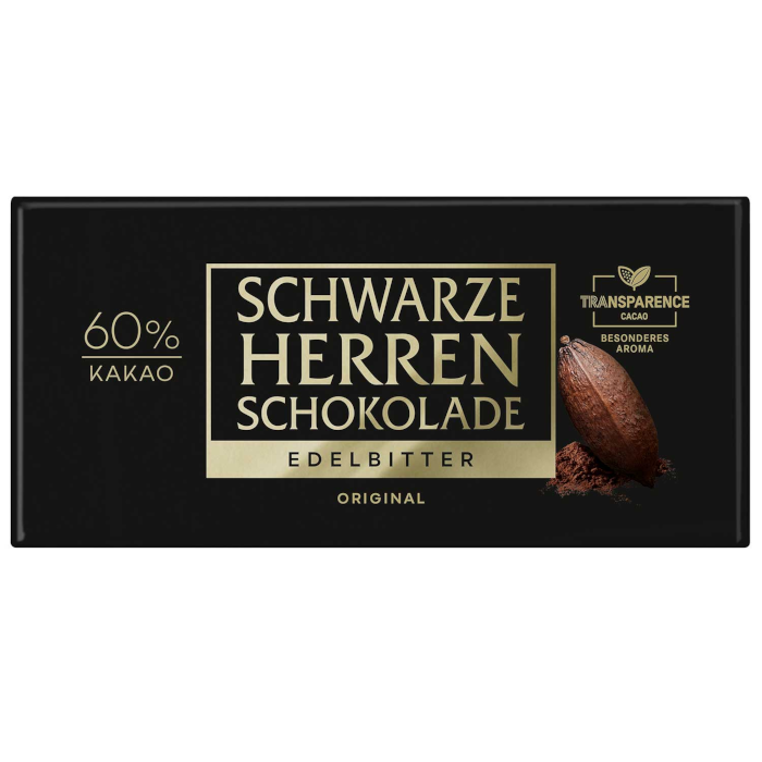 Schwarze Herren Schokolade Edelbitter 100g / 3.52oz
