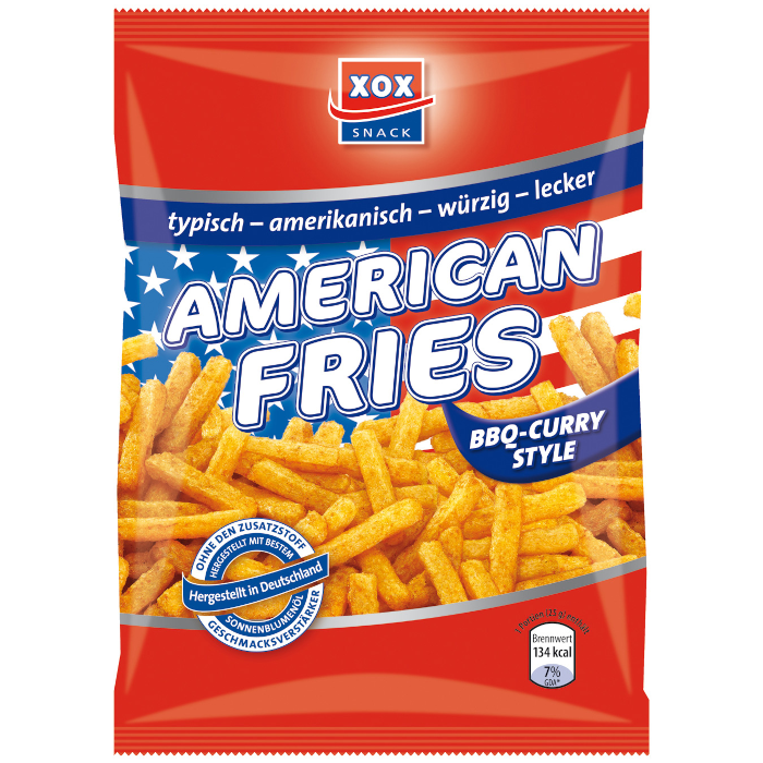 XOX American Fries BBQ Curry Potato Snack 125g / 4.4oz