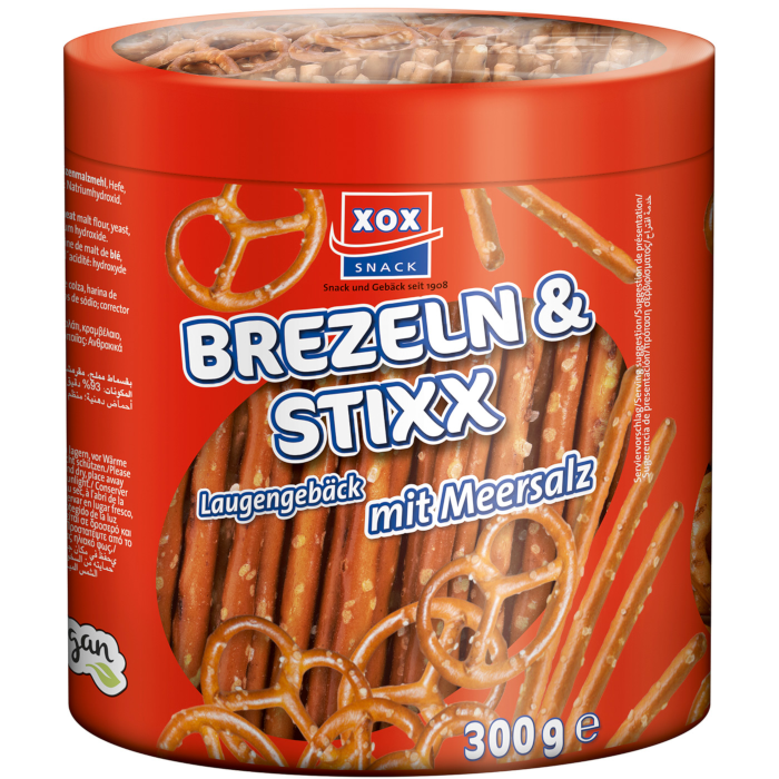 XOX Brezeln & Stixx Laugengebäck mit Meersalz 300g / 10.58oz