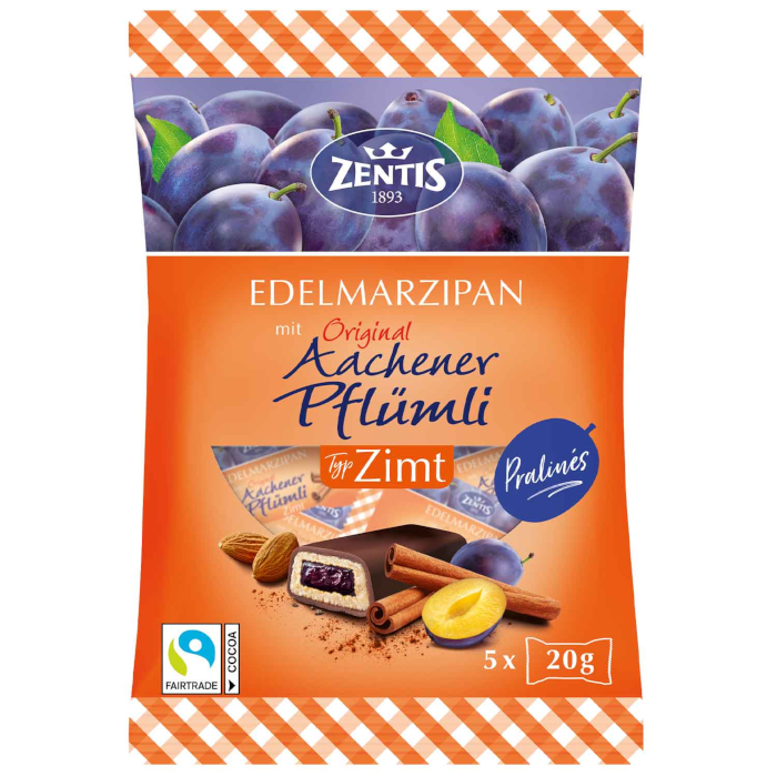 Zentis Premium Marzipan Pralines Original Aachen Plum Cinnamon 100g