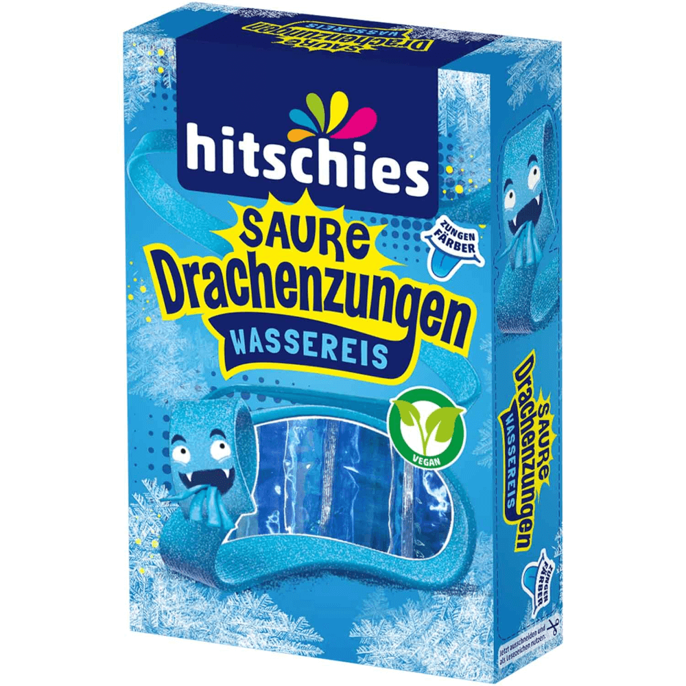 Ghiaccioli vegani Hitschies Saure Drachenzungen Blu 400ml / 13.52 fl.oz. Da consumarsi preferibilmente entro: 09/2026