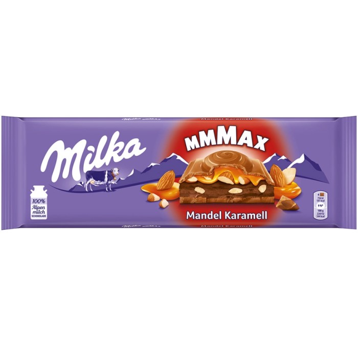 つき Milka MMMMax Mandel Karamell 300g Milka Mmmax Almond Caramel Alpine Milk Chocolate 300g / 10.58 oz