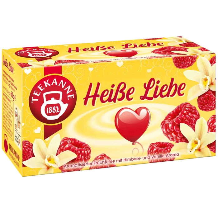 Teekanne Heiße Liebe Früchtetee 20 Doppelkammerbeutel